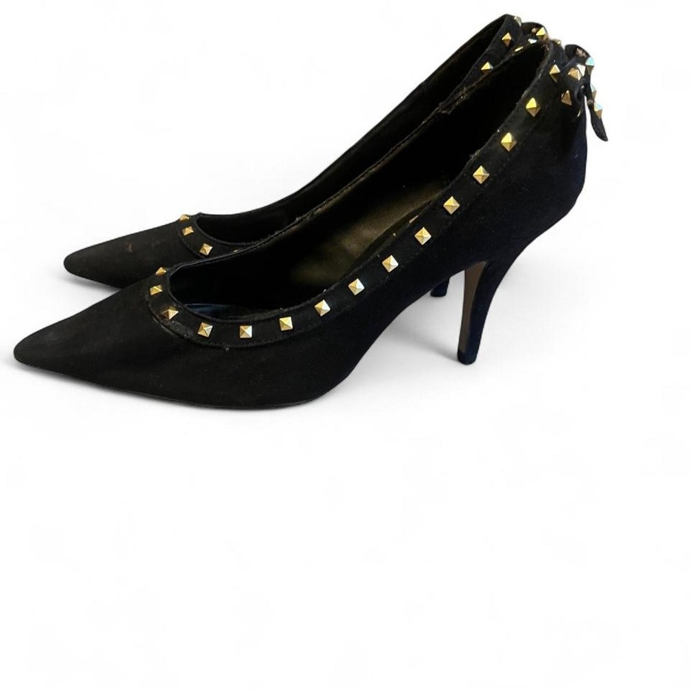 Elle Black studded heels with gold studs luxury glam